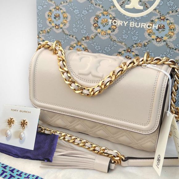 Tory Burch Handbags - AUTH. NWT Tory Burch Fleming Convertible Shoulder Bag & Kira Pearl Drop Earrings